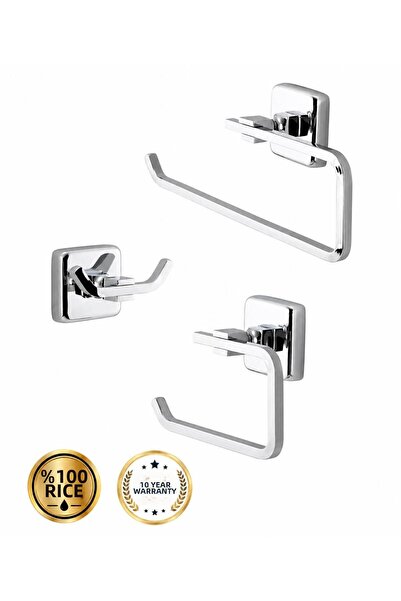 OSSO BANYO Nature Series Brass Chrome Bathroom Accessory Set Towel Holder Han...