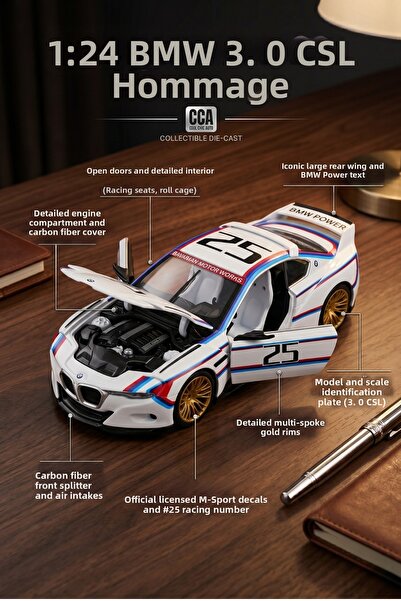 craftivio 1:24 Scale Bmw 3.0 Csl Hommage R Diecast Metal Model Car Licensed