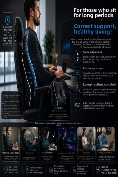 VISCORA Posture Support Aircore Ergonomic Lumbar Support Cushion