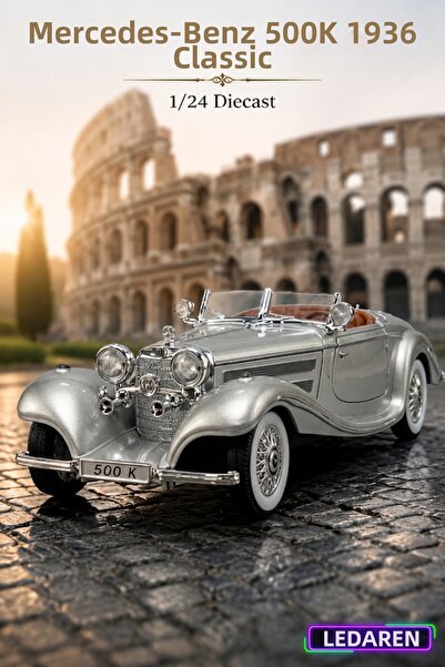 L'eDoren Gray 1/24 Mercedes-Benz 500K 1936 Classic Diecast Model Car Metal Cl...