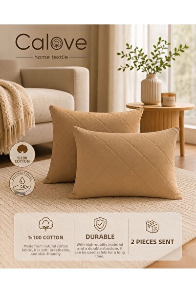 calove Premium 100% Cotton Gray Pillow Protector Mattress Cover Set of 2 Quil...