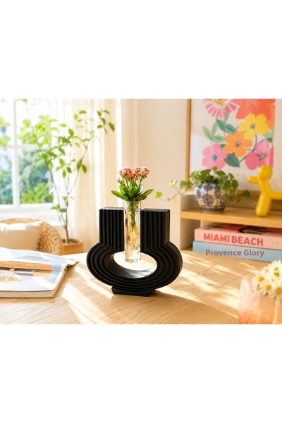 3d layer craft Modern Black Glass Tube Flower Pot (Tube 10cm) – Minimalist De...