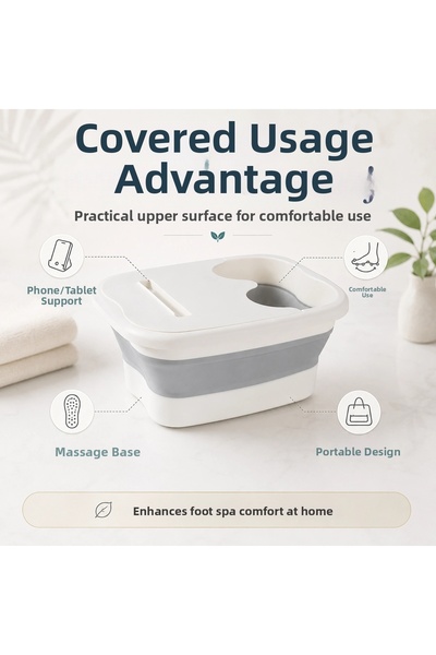 Gudli Foldable Foot Spa Bath Massager Foot Care Bucket Portable Pedicure Tub with Lid