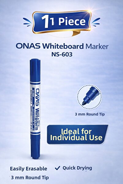 Generic Brand Onas Whiteboard Marker Ns-603 Blue Board Pen 3 mm Round Tip 1 P...