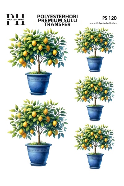 POLYESTERHOBİ Premium Water Transfer 25X35 cm Lemon Tree Patterned Ps 120