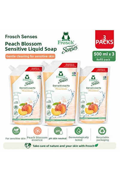 Frosch Senses Peach Blossom Sensitive Cream Soap – Natural Ingredients, Skin-...