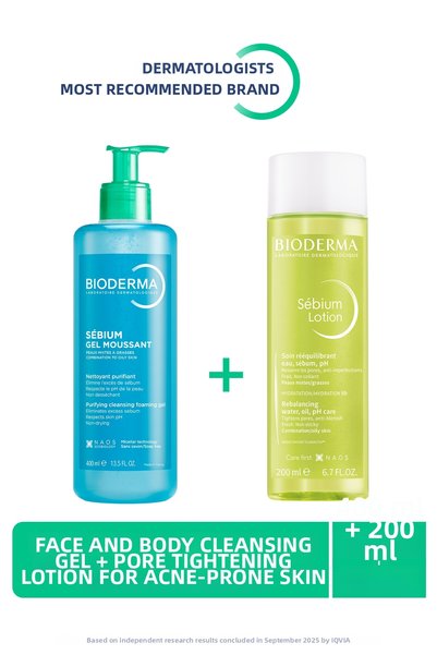 Bioderma Sebium Foaming Gel Cleansing Gel for Tendency-Prone Skin 400ml & Por...