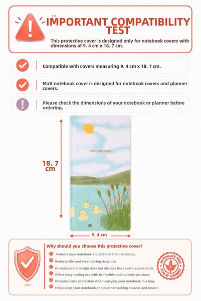 Matt Notebook 9x18 cm Agendă cu copertă rigidă Husă de protecție transparentă