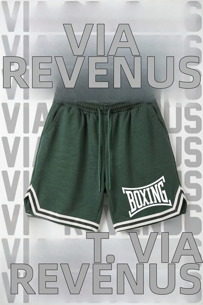 Vordevia Pantaloni scurți de antrenament sportiv unisex, cu imprimeu de box ș...