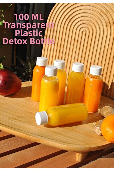 Qualitev 6 Pieces of 100 ml Plastic Ginger Shot Bottles with White Leak-Proof...