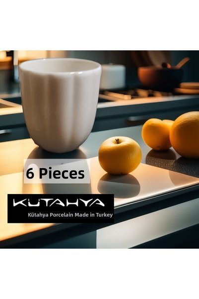 Kütahya Porselen Boneluz 250 ml Mug Cup, Handleless Porcelain Soft Drink, Juice, Mineral Water, Water Cup Modern Water Cup Cola Cup