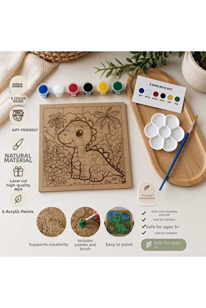 Kidyco.Store 🦖   مجموعة ألغاز تلوين خشبية على شكل ديناصورات