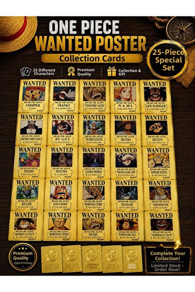 CANTEX TECH One Piece Game Card - Wanted Poster Gold Collection Card 25 Pcs +...