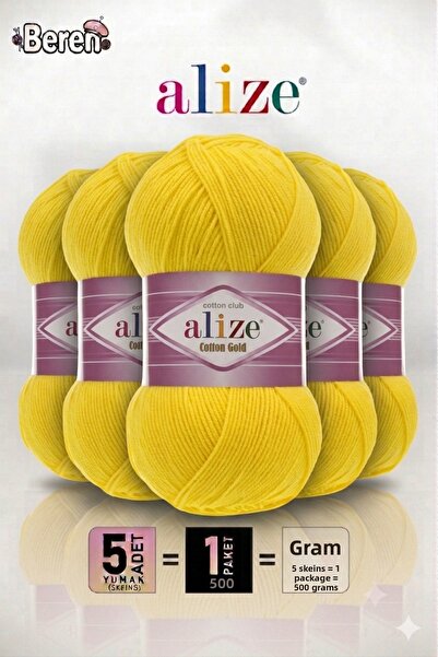 Alize Cotton Gold - 110 Papatya - 5-Pack - 100Gr/330M - Cotton Cardigan Vest ...