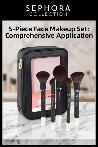 SEPHORA COLLECTION 5 Pieces Professional Makeup Brush Set Foundation Powder B...