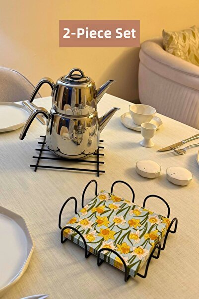 Edora Home Set of 2 Black Square Napkin Holders Nihale Kitchen Set