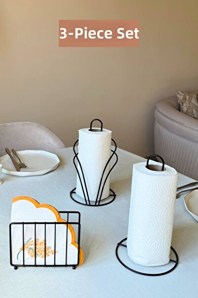 Edora Home Set of 3 Black Cage Napkin Holder Upright Paper Towel Holder Swan ...