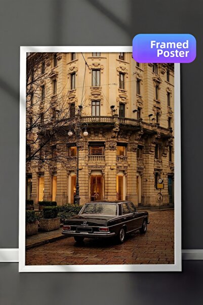Postifull Classic Car and Building Poster, White Framed Poster, Old Money Ser...