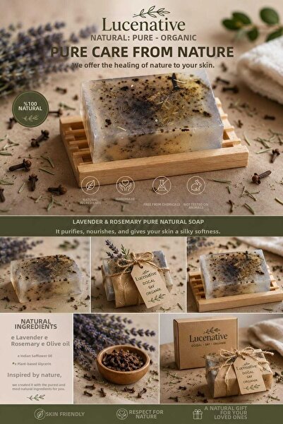 lucenative 100% Natural Ingredients Handmade Rosemary & Clove Soap Inhibits t...