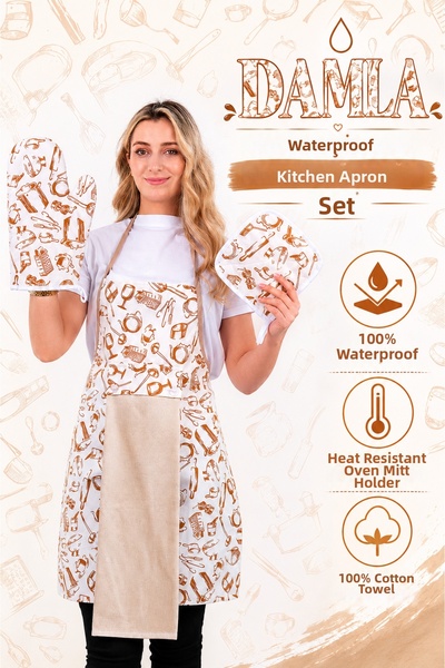 Empressco Waterproof Kitchen Apron Set with Towel and Gloves for Safe Use