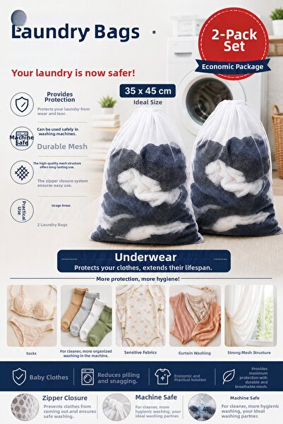 TBYSHOP 2 Pieces of Luxury 35X45 Curtain and Laundry Net - Washable Protectio...
