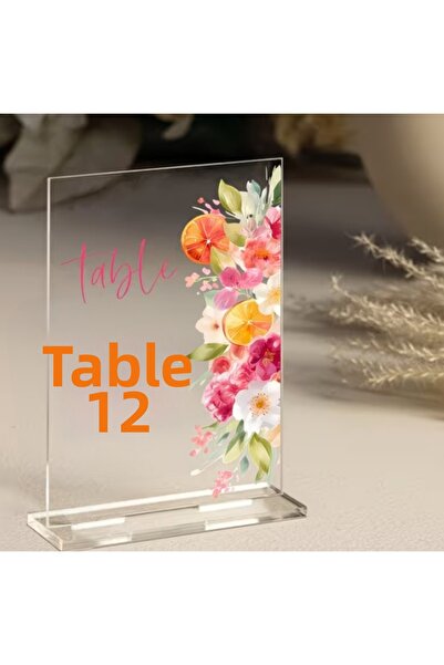 hdrlazerdizayn Plexiglass Flower Patterned Table Number