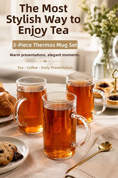 Parmeva 3Pcs Heat Resistant Borosilicate Glass Mug Cup