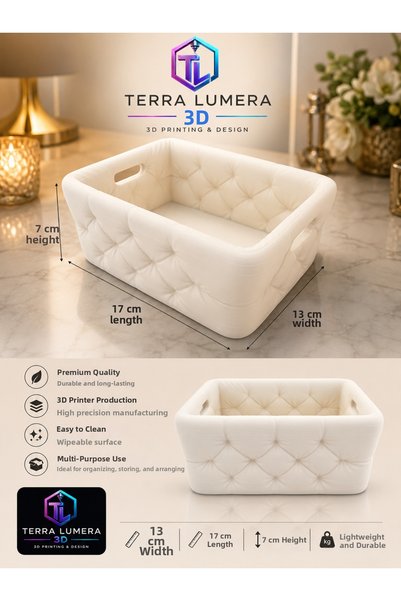 TERRA LUMERA 3D Puffy Organizer Basket – Multi-Purpose Table and Bathroom Organizer
