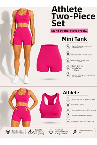 MRDN MODA Mini colanți din lycra cu talie înaltă pentru femei - Set de 2 maio...