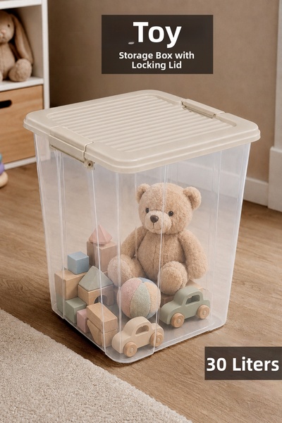 Meleni Baby Deep Toy Box - Children's Baby Room Toy Organizer Lockable Lid St...