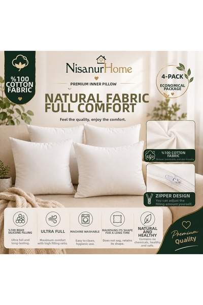 NisanurHome Σετ 4 διακοσμητικών μαξιλαριών Premium | 15 διαφορετικές επιλογές...