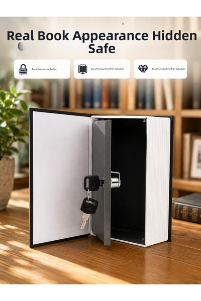 Generic Brand Dictionary-Looking Hidden Book Safe – Metal Inner Safe with Key...