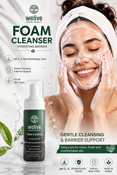 Welive Foam Cleanser 150 ml Moisturizing Daily Facial Cleansing Foam