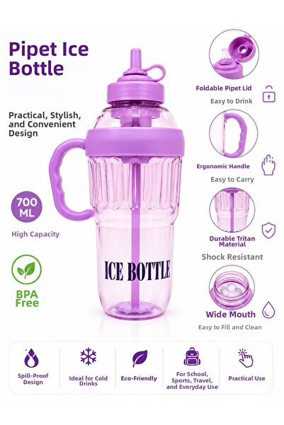 Miro Toys Ice Bottle Ice-Looking Flask with Straw - Luxurious Design for Cold...