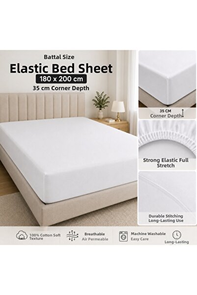 Generic Brand King Size Bed Sheet 180X200 Elastic Combed Cotton and Cotton Fa...