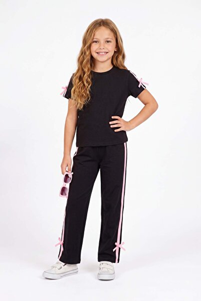 TRENDYOLKIDS طقم علوي وسفلي محبوك باللون الأسود - TKDSS26AU00143