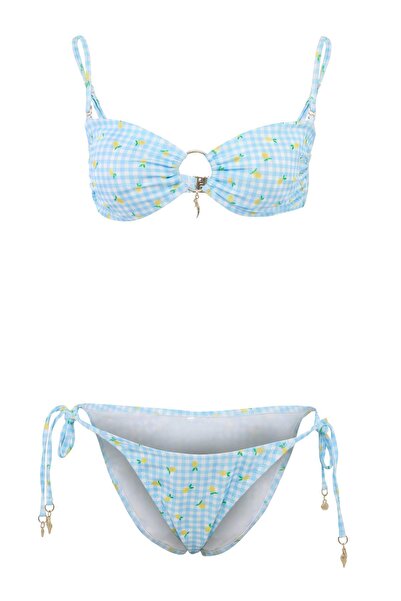 Trendyol Collection Plaid over Lemon Patterned Balconette Covered Regular Bik...