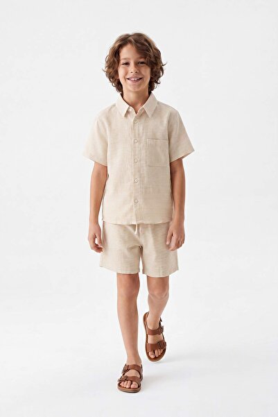 TRENDYOLKIDS Stein-Flachgewebe-Unterteil - Oberes Set TKDSS26AU00048
