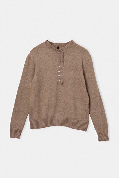 Trendyol Collection Mink Collar Detailed Soft Textured Knitwear Sweater Twoaw...