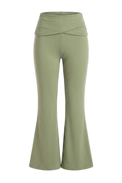 Trendyol Kollektion Khakifarbene gebürstete Scuba-Sportleggings THMAW27TY00002