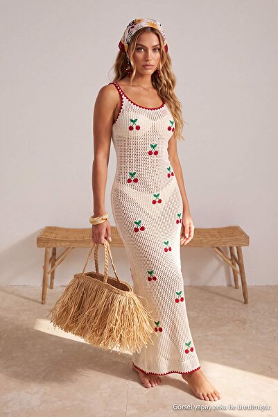 Trendyol Collection فستان شاطئي بلون الإكرو