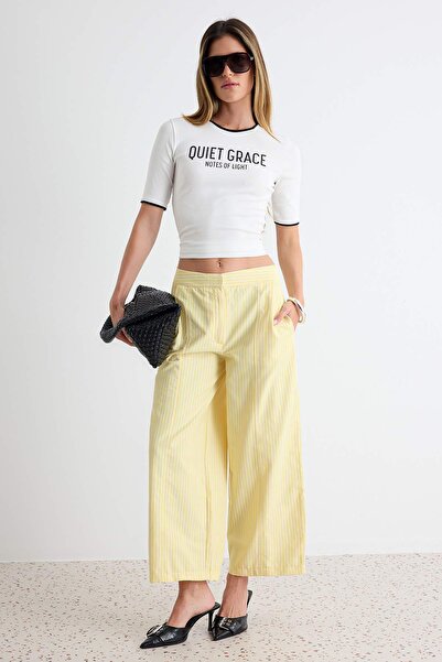 Trendyol kolekcija Osnove garderobe Trendyolmilla – Žute prugaste široke pant...
