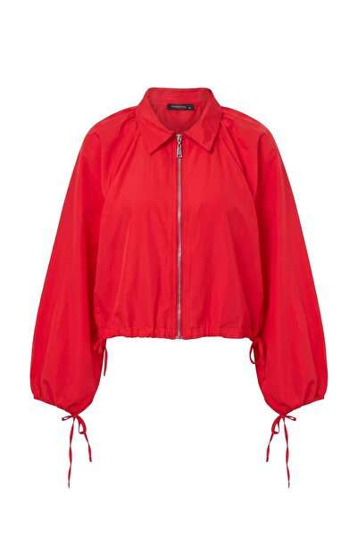 Trendyol Kollektion Rotes Hemd mit Metallreißverschluss in Ballonform TWOAW27...