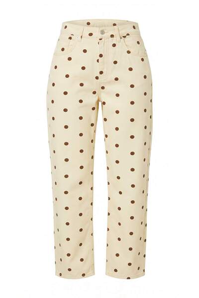 Trendyol Collection Multi-Colored Polka Dot Patterned High Waist Straight Jea...