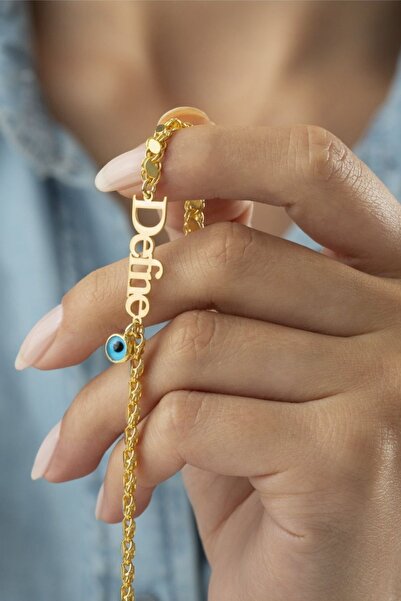 Silvano Jewelry 925 Ayar Gümüş Pullu Zincir Isimli Nazarlı Bileklik