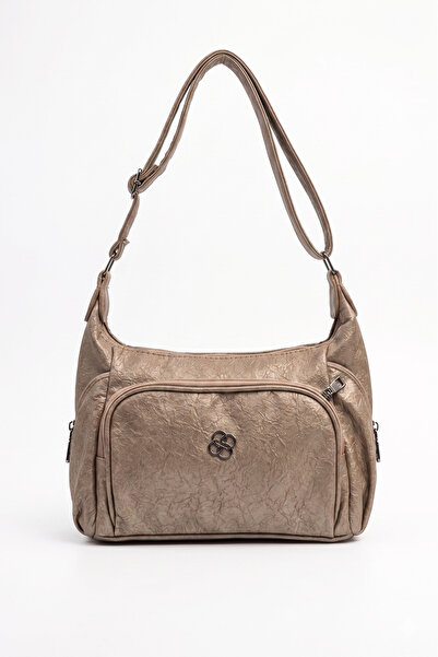 H&D COLLECTİON Γυναικεία τσάντα ταχυδρόμου από μαλακό δέρμα βιζόν με πολλές θ...