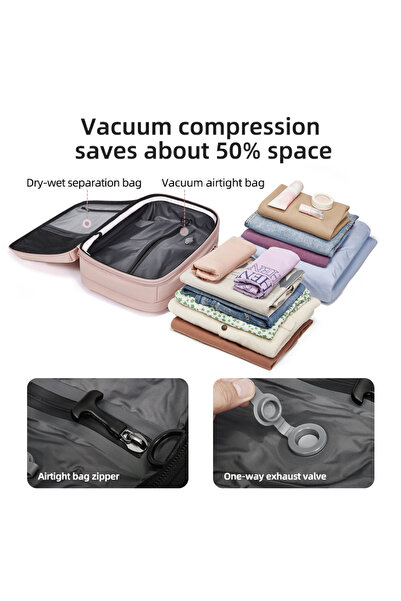 MOGODA Rucsac de călătorie cu compresie prin vid 42x30x20cm Laptop 16 inch Impermeabil Antifurt TSA USB Pompă roz