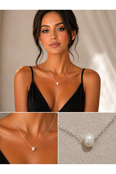 İNCİORA JEWELRY GERÇEK DOĞAL 8-9 mm TEK İNCİLİ (PREMIUM KALİTE) , GÜMÜŞ ZİNCİ...