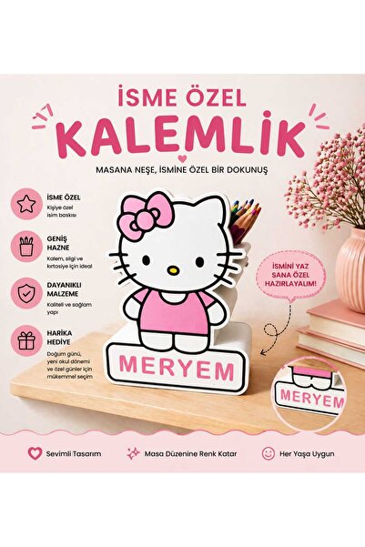 Luvena Kişiye Özel İsimli Hello Kitty Kalemlik Organizer Masaüstü Düzenleyici...