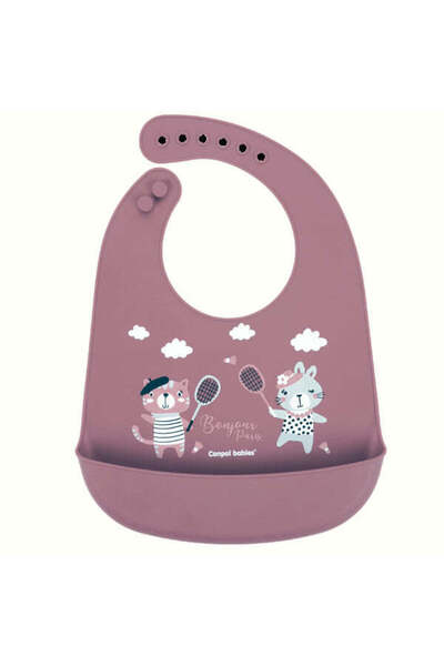 CANPOL Babies Baveta Cu Buzunar Din Silicon Bonjour Paris 74/027-Red